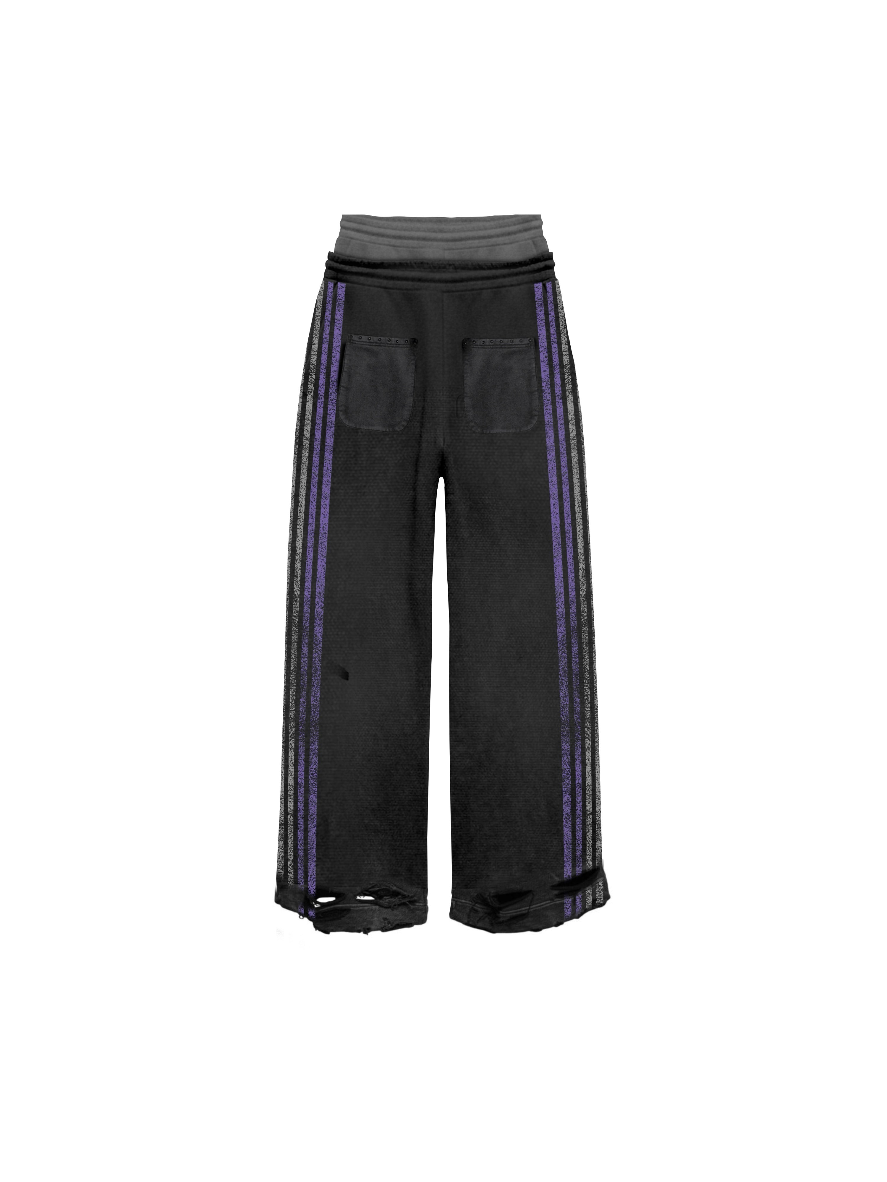 DOUBLE WAIST DISTRESSED CONCRETE SWEATS
