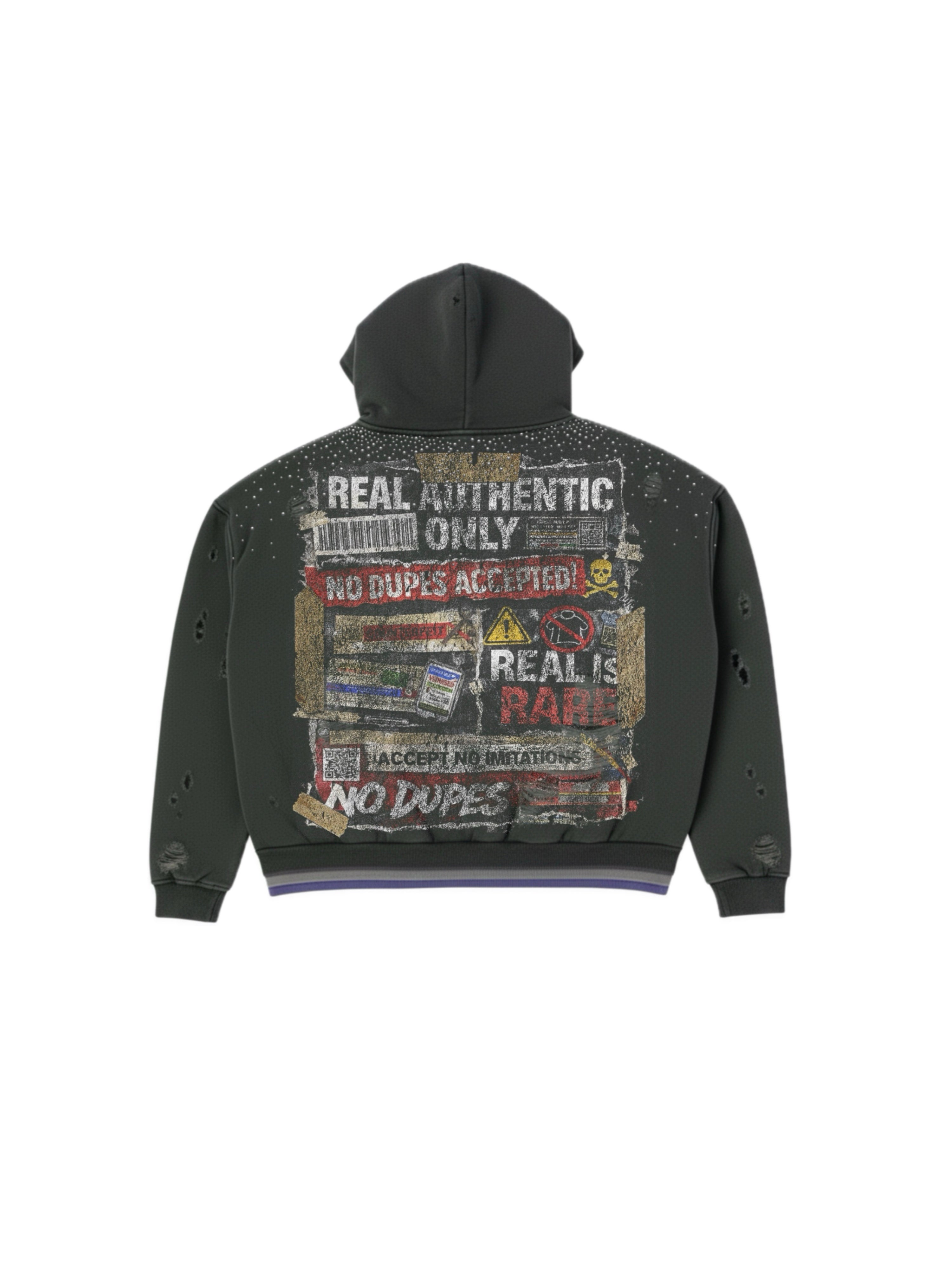 TRIPLE LAYER DISTRESSED CONCRETE ZIP UP